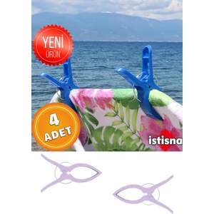 4 Adet Xxl Büyük Boy Şezlong Plaj Havlusu Mandalı Halı Asma Battaniye ve Havlu Tutucu Mandal