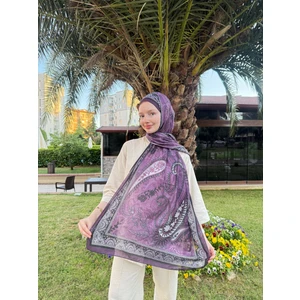 Kamer Scarf Modal Soft Serisi Etnik Desen Şal Mürdüm