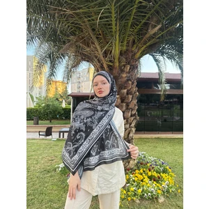 Kamer Scarf Timeless Wieve Serisi Etnik Desen Şal Siyah