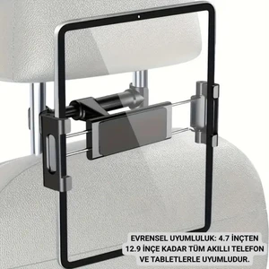 4.7 Inch ve 12.9 Inch Uyumlu Araç Arka Koltuk Için Telefon ve Tablet Tutucu, 360 Derece Dönebilen Tablet Tutucu