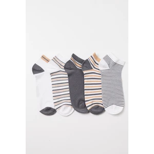Erkek Çizgili 5'li Paket Step Çorap