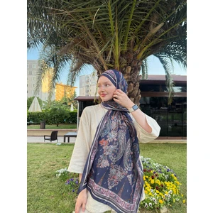 Kamer Scarf Timeless Wieve Serisi Etnik Desen Şal Lacivert