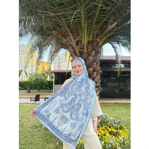 Kamer Scarf Timeless Wieve Serisi Etnik Desen Şal Mavi