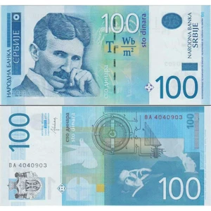 Sırbistan 100 Dinar 2013. Nikola Tesla Temalı. Çil Kondisyon.