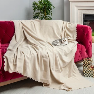Latuda Concept Kaymaz Koltuk Örtüsü Çift Taraflı Mikrofiber Şönil 175x215 cm Krem – Kedi Köpek ve Çocuk Dostu