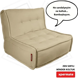 Zen Sırtlı Minder Koltuk Iskandinav Tarzı Yer Koltuğu Sırtlıklı Oturma Minderi 80x60 Bej
