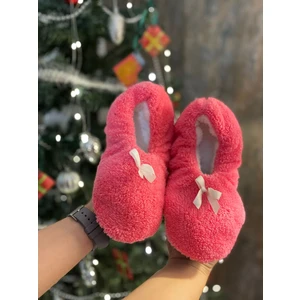 Yumuşak Peluş Fiyonklu Patik Kaymaz Taban Ev Babeti Ev Ayakkabısı