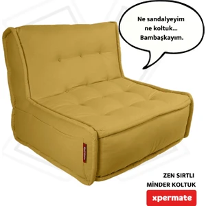 Zen Sırtlı Minder Koltuk Iskandinav Tarzı Yer Koltuğu Sırtlıklı Oturma Minderi 80x60 Hardal