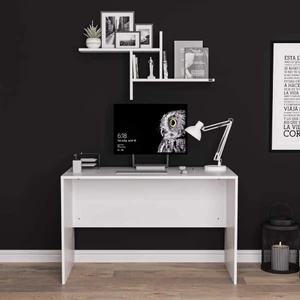 adore mobilya New York Çalışma Masası-Parlak Lake Beyaz 120X75X60 cm (Gxyxd)