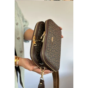 Just Polo Kadın Siyah 5 Bölmeli Ayarlanabilir Uzun Askılı Omuz Çantası Postacı Çantası 6 Bölmeli 28 X18 cm 4023-GD