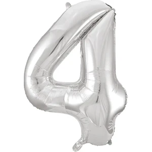 1 Adet 34 Inç 76 Cm Gümüş Folyo Balon Helyum Balon 4 Yaş Balonu 4 Rakam Balon