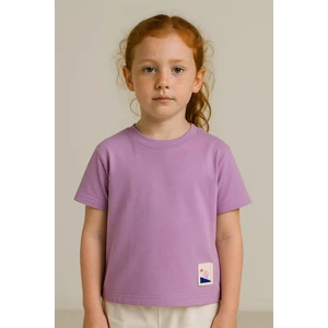 Kız Çocuk %100 Pamuklu Basic Tişört - Lila  (3-4 Yaş 8-9 Yaş)