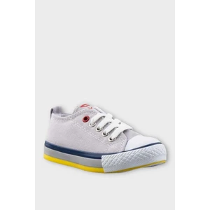 Unisex Erkek Kız Çocuk Keten Kısa Convers Modeli Bağcıklı Spor Ayakkabı Gri