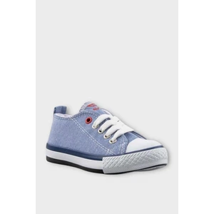 Unisex Erkek Kız Çocuk Keten Kısa Convers Modeli Bağcıklı Spor Ayakkabı Mavi