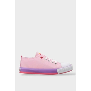 Unisex Erkek Kız Çocuk Keten Kısa Convers Modeli Bağcıklı Spor Ayakkabı Pembe