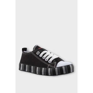 Unisex Çocuk Keten Kısa Convers Modeli Bağcıklı Spor Ayakkabı Siyah