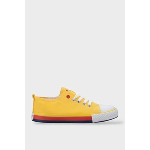Unisex Erkek Kız Çocuk Keten Kısa Convers Modeli Bağcıklı Spor Ayakkabı Sarı