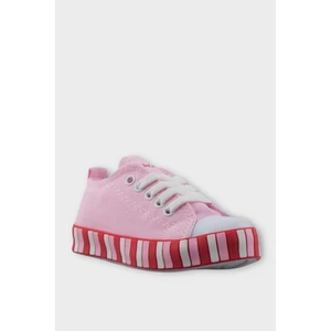 Unisex Çocuk Keten Kısa Convers Modeli Bağcıklı Spor Ayakkabı Pembe
