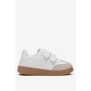 Unisex Cırtlı Hafif Çocuk Spor Ayakkabı Beyaz Suni Deri Kauçuk Taban Düz Topuk