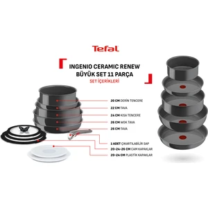 Ingenio Ceramic Renew Geri Dönüştürülebilir 11 Parça Büyük Tava Tencere Seti - 2100129672