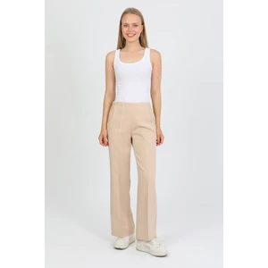 Arkadan Lastikli Yüksek Bel Geniş Paça Palazzo Kadın Rahat Kumaş Pantolon 2345