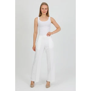 Arkadan Lastikli Yüksek Bel Geniş Paça Palazzo Kadın Rahat Kumaş Pantolon 2345