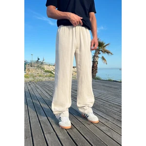 Bel Lastikli Rahat Keten Pantolon