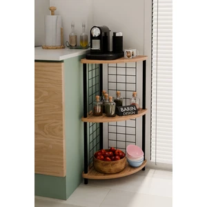 Barin Design 3 Raflı Mutfak Köşe Raf Ünitesi Çevir-Kur Çok Amaçlı Raf Sistemli Organizer Metal Gövdeli Raf Dolap