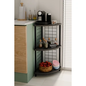 Barin Design 3 Raflı Mutfak Köşe Raf Ünitesi Çevir-Kur Çok Amaçlı Raf Sistemli Organizer Metal Gövdeli Raf Dolap