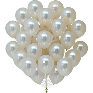 20 Adet 12 Inç 30 cm Metalik Beyaz Balon Doğum Günü Süsleme