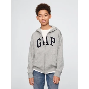 Erkek Çocuk Gri Gap Logo Relaxed Fermuarlı Sweatshirt
