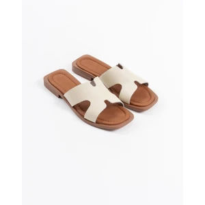 Fergei Premium Bej Hakiki Deri Terlik