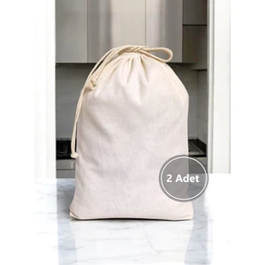 Fulia Elegance 2 Adet Büyük Boy Büzgülü Bez Torba | %100 Pamuk Bez Kese| Bakliyat Torbası | Erzak Çantası | 30X40CM