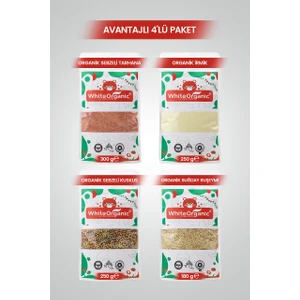 White Organic Bebek İrmiği+Bebek Tarhanası+Sebzeli Kuskus+Ruşeym Özü Organik Ek Gıda Seti