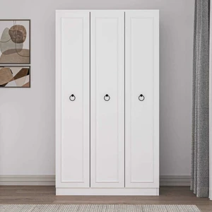 adore mobilya Hampton 3 Kapılı Gardırop-Mat Beyaz 103X185X52 cm (Gxyxd)
