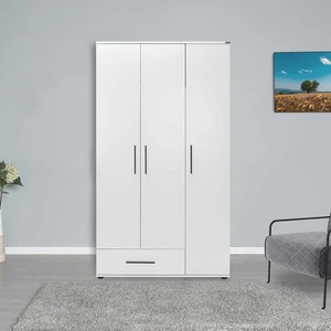 adore mobilya White 3 Kapaklı Tek Çekmeceli Gardırop-Mat Beyaz 103X187X52 cm (Gxyxd)