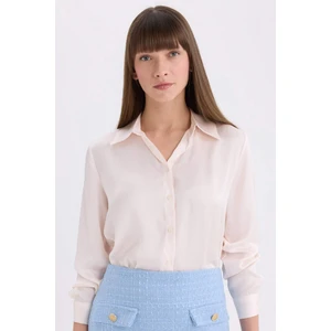 Regular Fit Saten Uzun Kollu Gömlek
