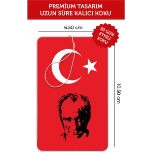Bymeyla Türk Bayraklı Gazi Mustafa Kemal Atatürk Görselli Oto Kokusu ve Torpido Aksesuarı