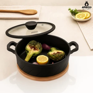 Vento Döküm Titanyum Kaplama Cam Kapaklı Basık Tencere 26X7 cm