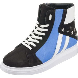 Costo Shoes ALA301 Siy-Mavi Büyük Numara Dana Derisi Rahat Geniş Kalıp Erkek Bot 46