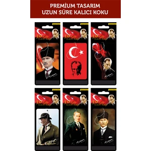 6 Adet Başkumandan Mustafa Kemal Atatürk Görselli Oto Kokusu ve Torpido Aksesuarı