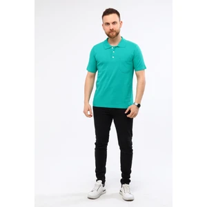 Polo Yaka Pike Örme Tişört Benetton Yeşili Cepli