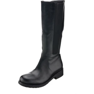 Costo Shoes N14315 Siyah Streç Detaylı Kauçuk Taban Şık ve Rahat Kullanıma Uygun Büyük Numara Deri Kadın Çizme