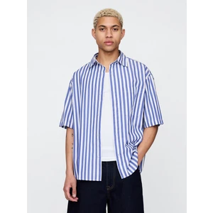 Erkek Mavi Organik Pamuk Oversize Poplin Gömlek