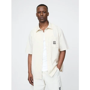 Erkek Krem %100 Geri Dönüştürülmüş Relaxed Gömlek