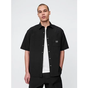 Erkek Siyah %100 Geri Dönüştürülmüş Relaxed Gömlek