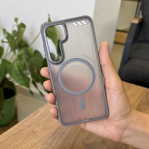Samsung Galaxy S25 Uyumlu Kılıf Zebana Vault Silikon Kılıf (Kablosuz Şarj Destekli) Gri