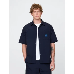 Erkek Lacivert %100 Geri Dönüştürülmüş Relaxed Gömlek