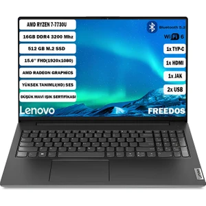 V15 G4 ABP Amd Ryzen 7 7730U 16 GB 512 GB SSD 15,6" FHD Freedos Taşınabilir Bilgisayar 82YY0012TR+165