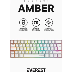 Amber Type-C Bağlantılı Rgb Ledli Mekanik Gaming Oyuncu Klavye Q Red Switch